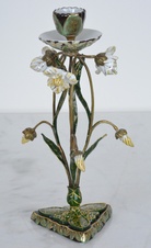 Zámecký svícen s květinami - porcelán + bronz