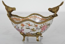 Zámecká miska s ptáčky - porcelán + bronz