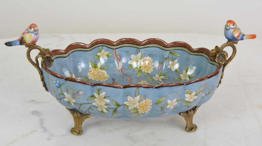 Zámecká mísa s ptáčky - porcelán + bronz