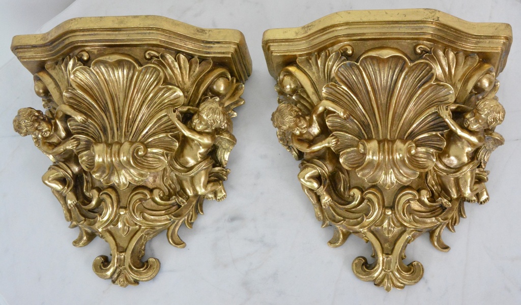 Zámecké konzole s amorky k zavěšení - pár