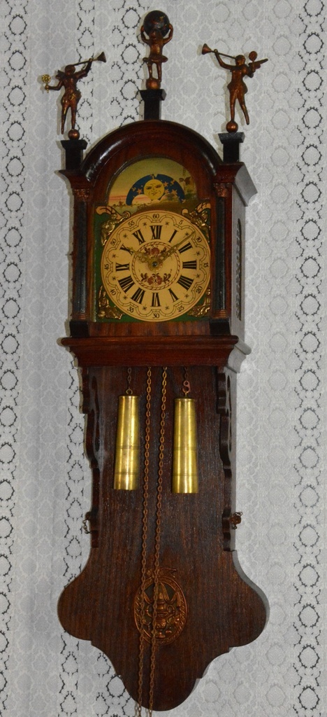 Starožitné Zánské dvouzávažové hodiny-fáze měsíce