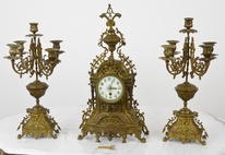 Starožitné krbové hodiny France se svícny