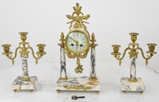 Starožitné sloupové hodiny France se svícny 1870