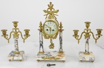 Starožitné sloupové hodiny France se svícny 1870