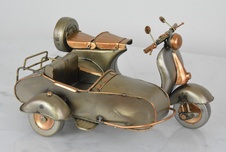 Retro kovový model - moto se sajdou