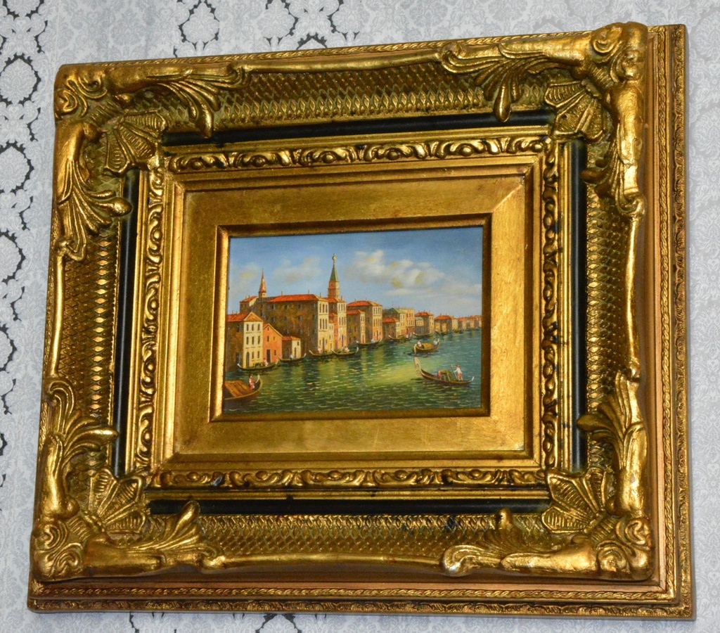 Zámecký obraz - Benátky - olej na desce