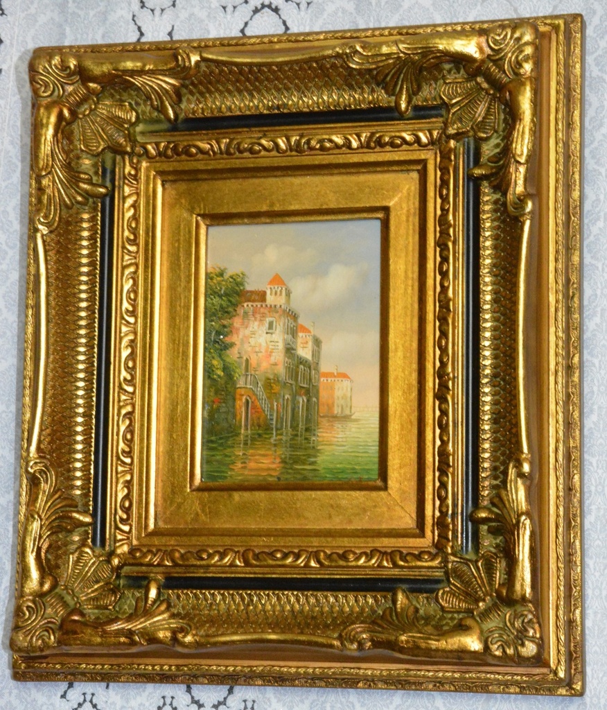 Zámecký obraz - Benátky - olej na desce