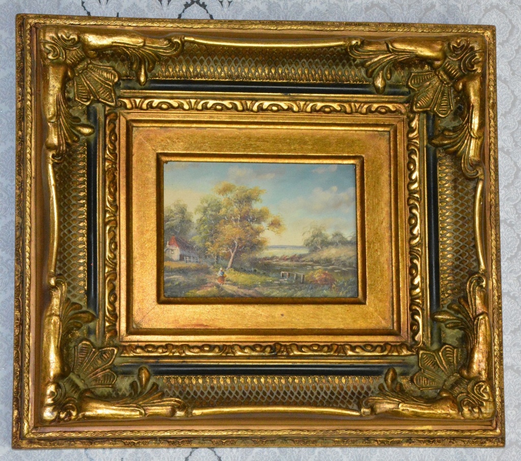 Zámecký obraz - Na samotě - olej na desce