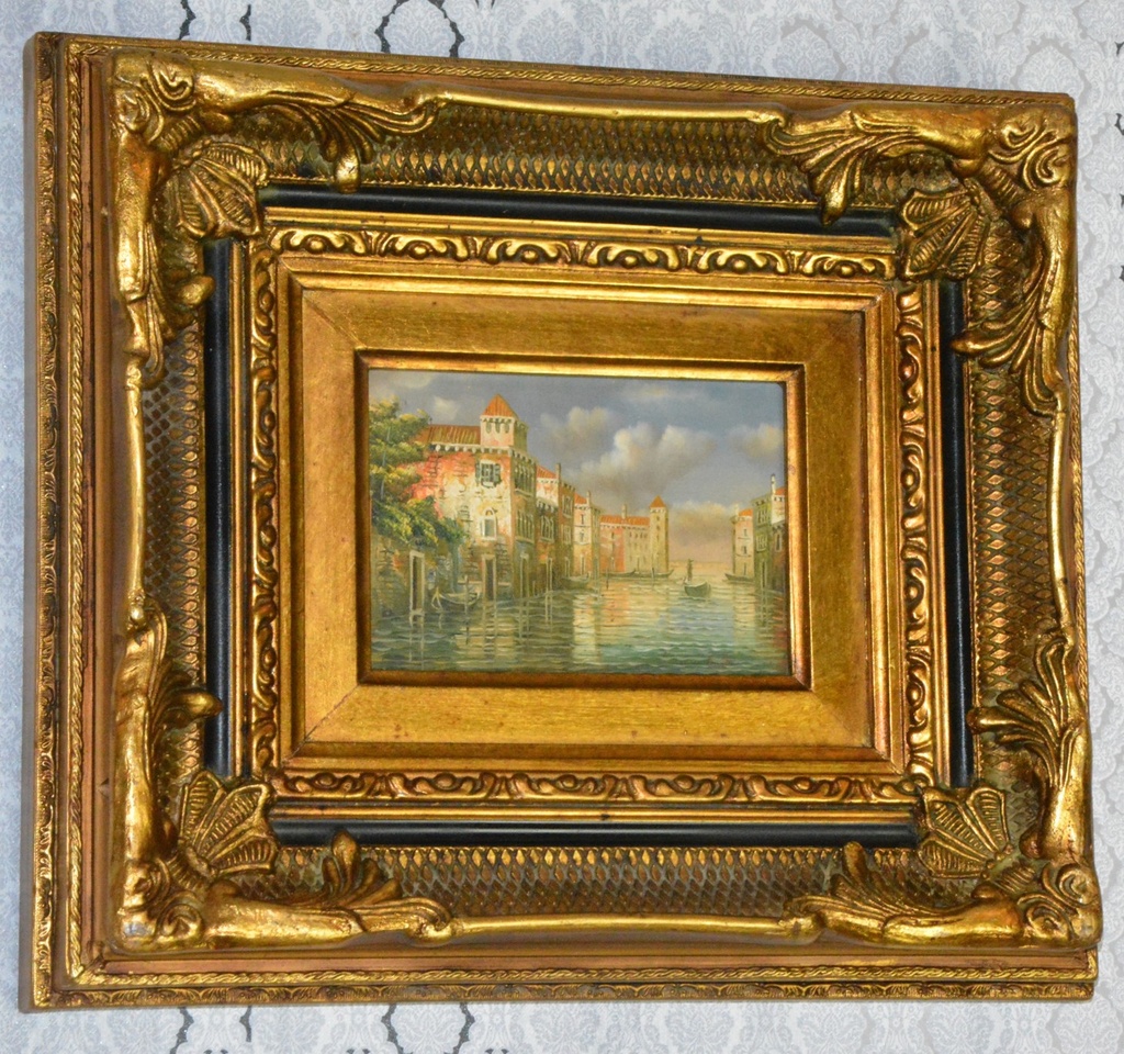 Zámecký obraz - Benátky - olej na desce