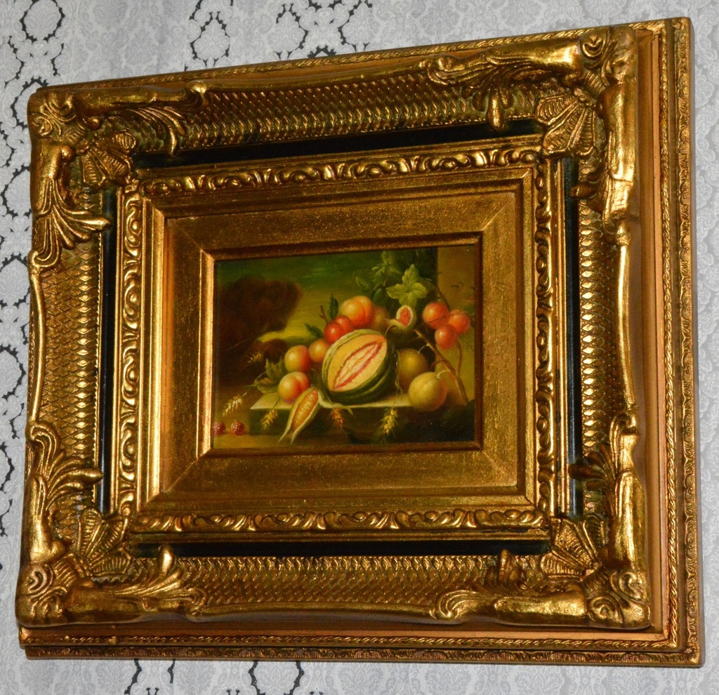 Zámecký obraz - Zátiší s ovocem - olej na desce