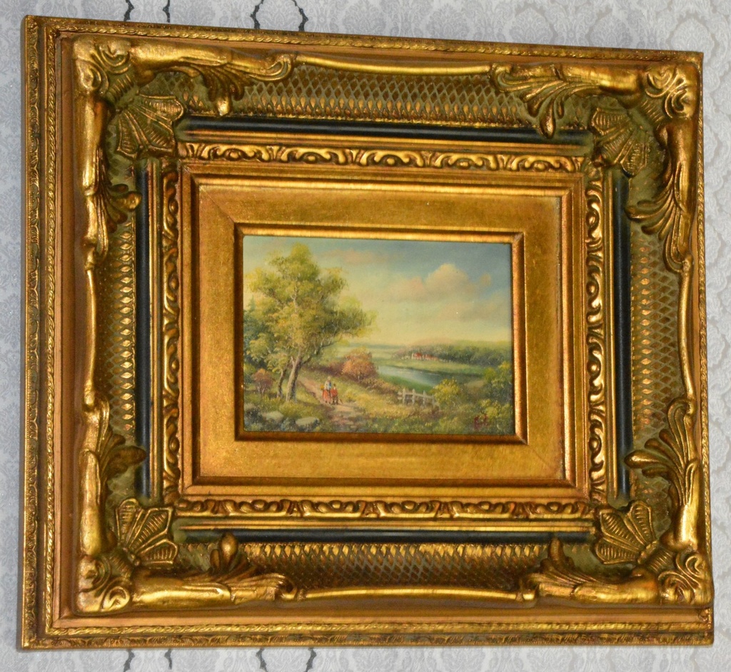 Zámecký obraz - Romantika - olej na desce