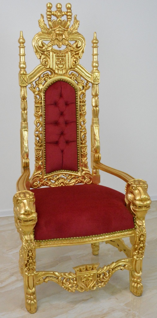 Zámecký řezbovaný trůn - čalouněný - masiv