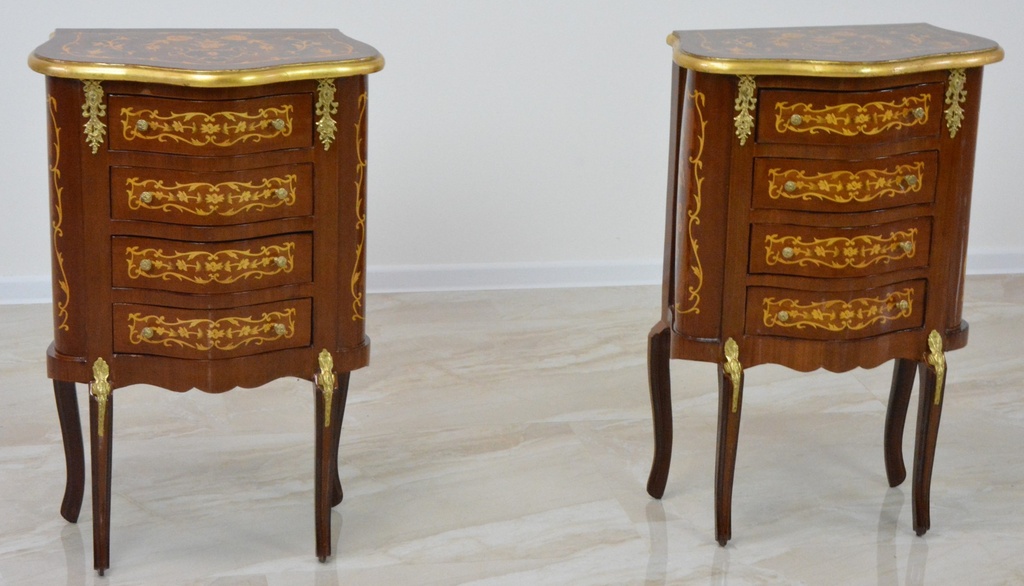 Zámecké intarzované komody zdobené bronzem - pár