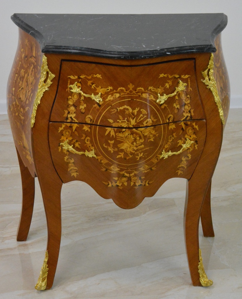 Zámecká intarzovaná komoda s mramorovou deskou