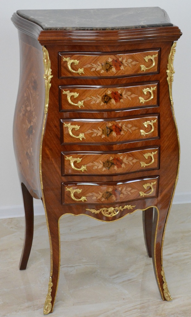 Zámecká intarzovaná komoda s mramorovou deskou