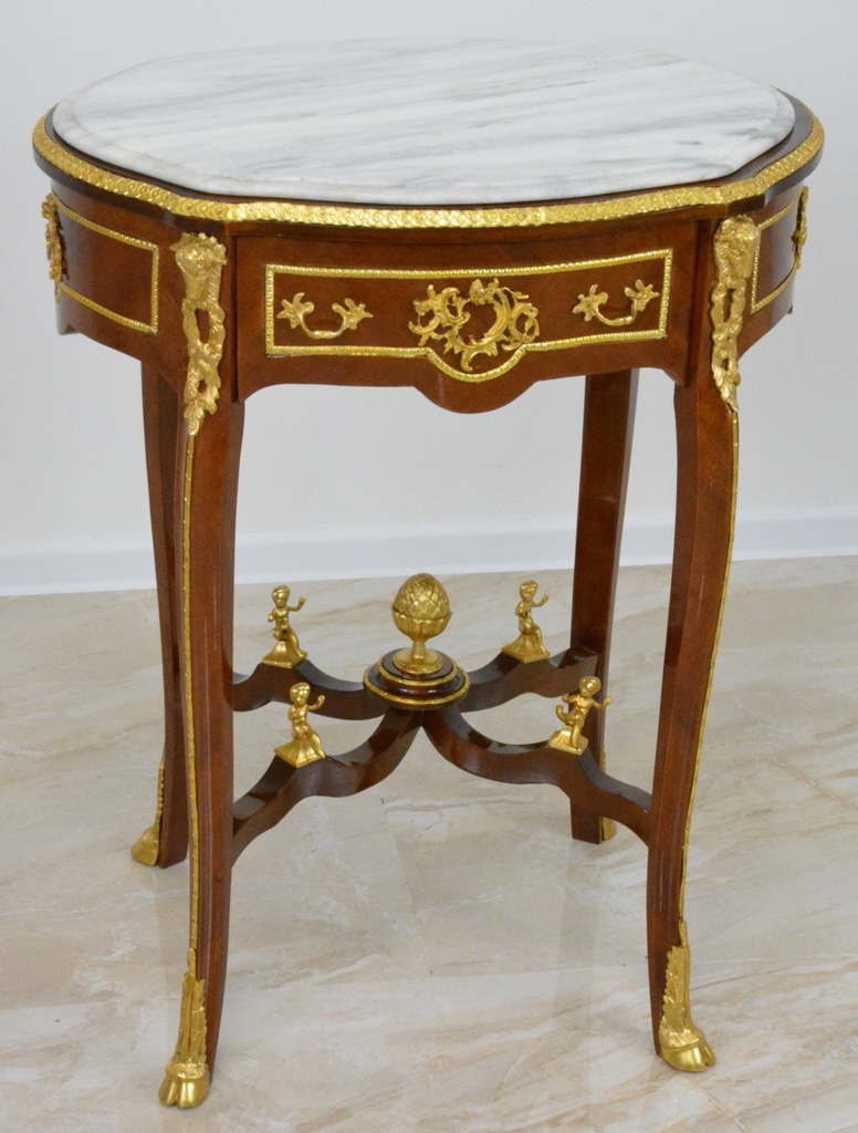 Zámecký stoleček s mramorem zdobený bronzem