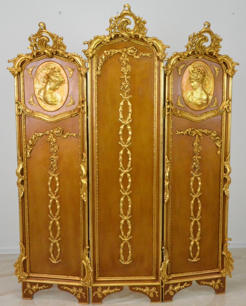 Zámecký paravan s dámami - zlacený