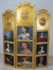 Zámecký paravan s dámami - zlacený