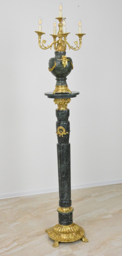 Zámecká podlahová lampa - mramor - bronz - 193 cm