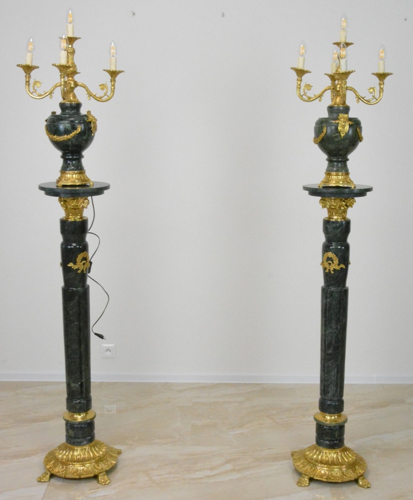 Zámecké podlahové lampy - mramor - bronz - 193 cm