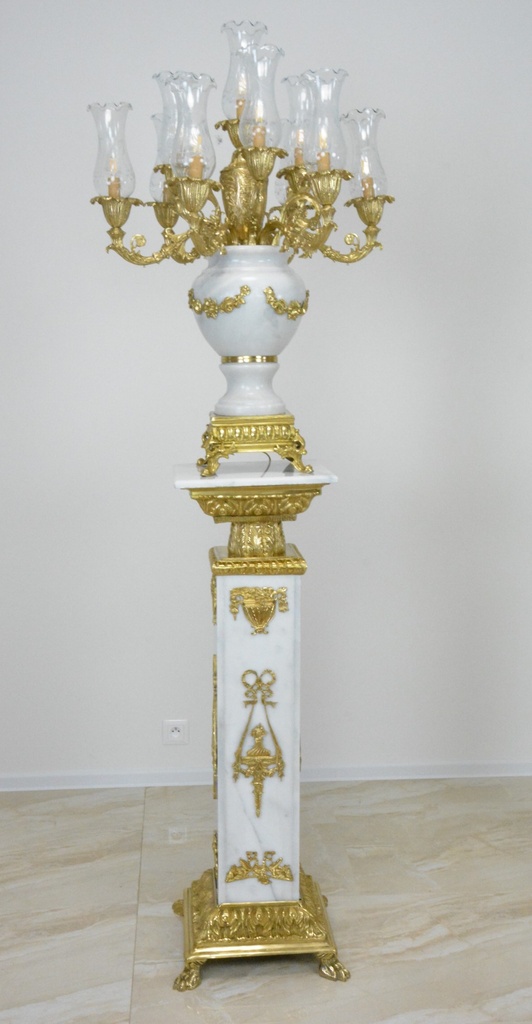Zámecká podlahová lampa - mramor - bronz - 218 cm
