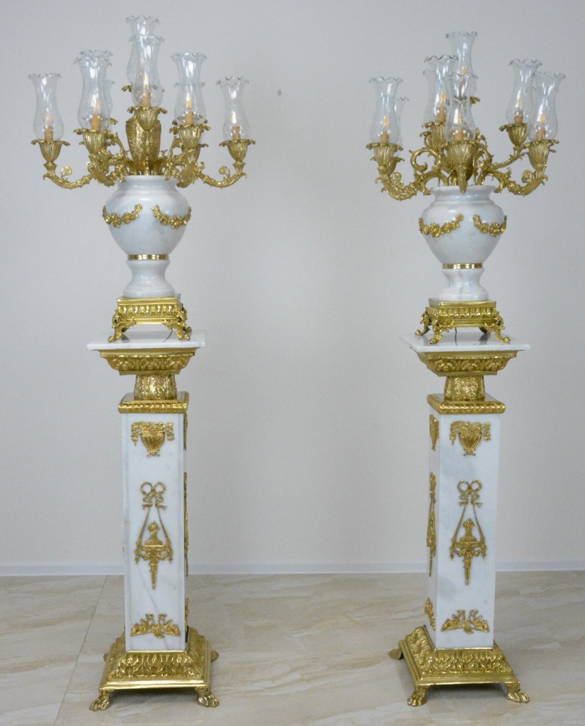 Zámecké podlahové lampy - mramor - bronz - 218 cm