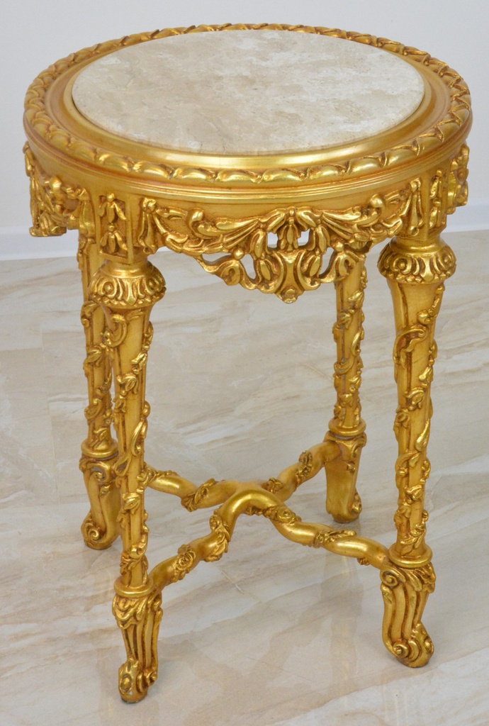 Zámecký dřevěný stoleček s mramorem