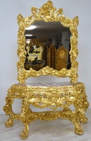 Zámecká konzola se zrcadlem - masiv - řezbovaná