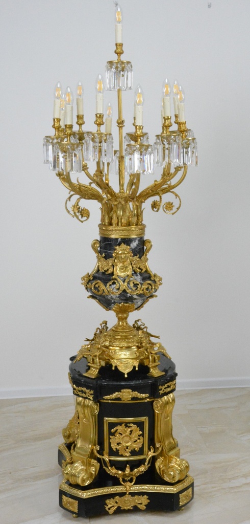 Zámecká podlahová lampa - mramor - bronz - 196 cm