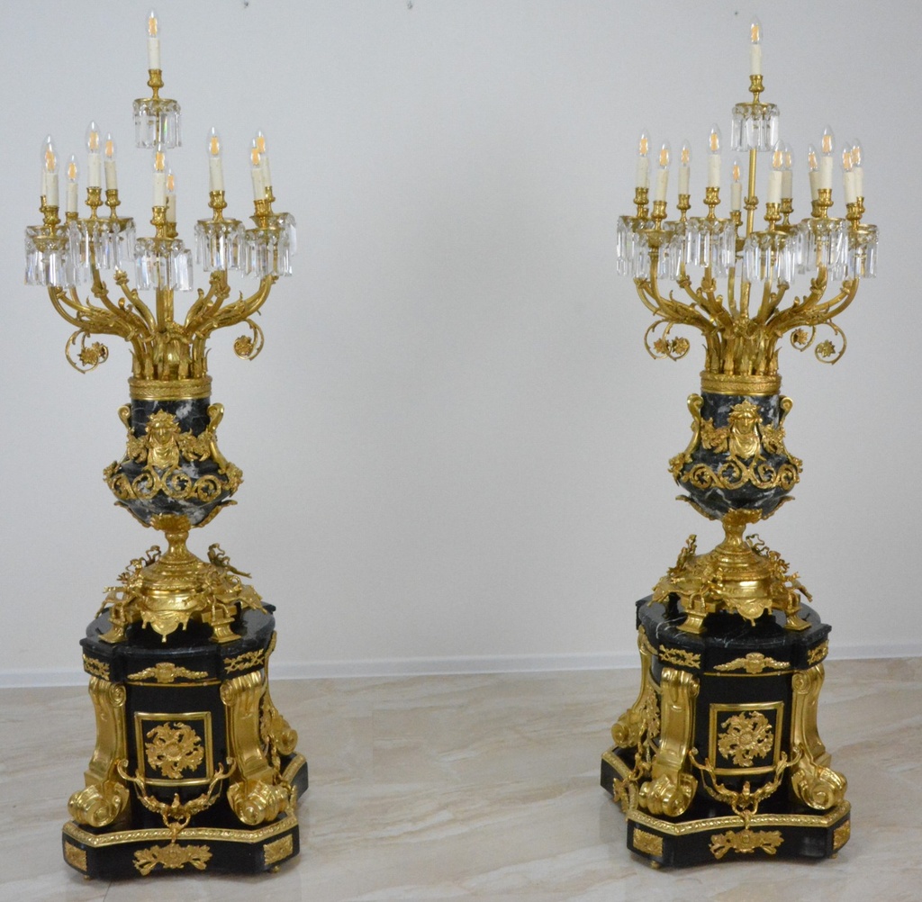 Zámecké podlahové lampy - mramor - bronz - 196 cm