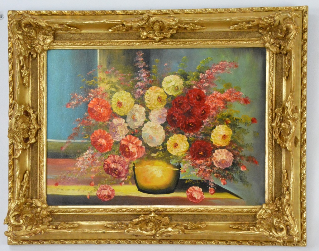 Zámecký obraz - Zátiší - olej na plátně