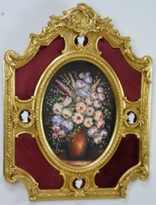 Zámecký obraz - Zátiší - olej na desce