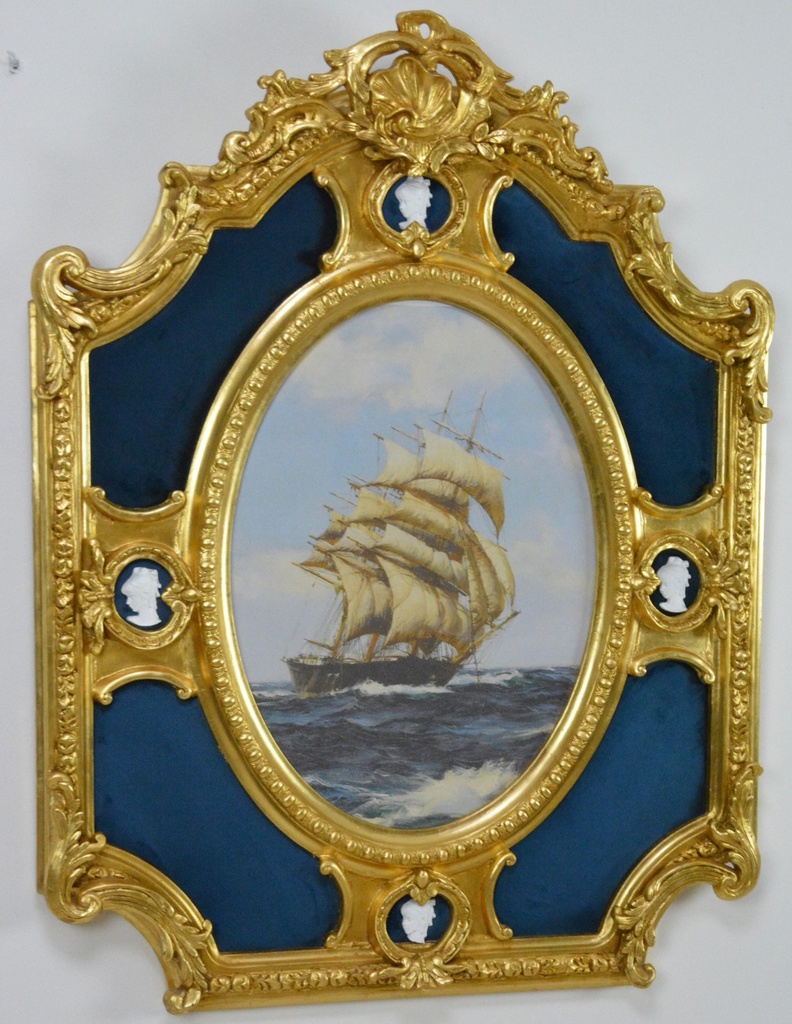 Zámecký obraz - Loď - olej na desce