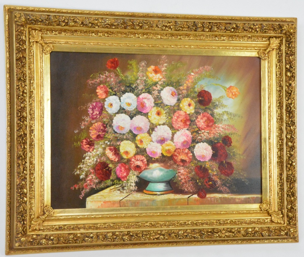 Zámecký obraz - Zátiší - olej na plátně - 136 cm