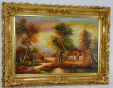 Zámecký obraz - Krajina-olej na plátně-XXL 195 cm