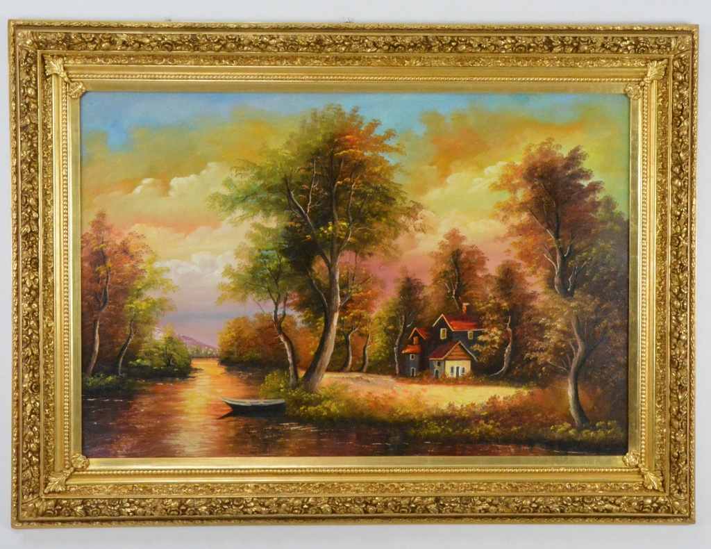 Zámecký obraz - Krajina-olej na plátně-XXL 187 cm