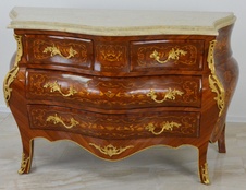 Zámecká intarzovaná komoda s mramorem - 152 cm