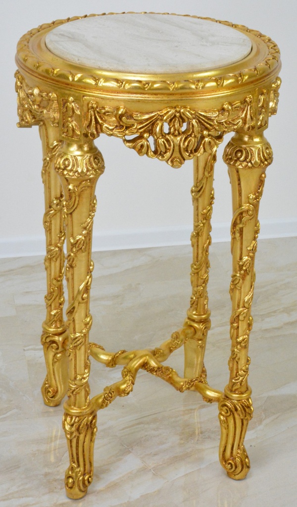 Zámecký dřevěný stoleček s mramorem