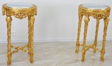 Zámecké dřevěné stolečky s mramorem - pár