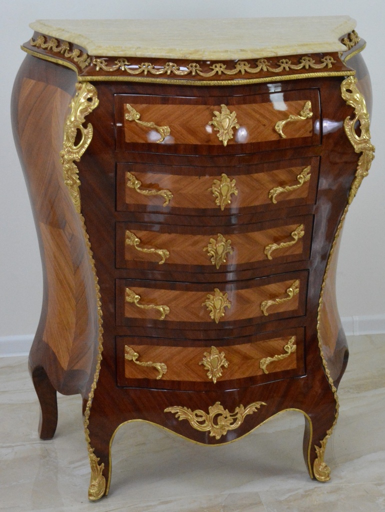 Zámecká intarzovaná komoda s mramorovou deskou