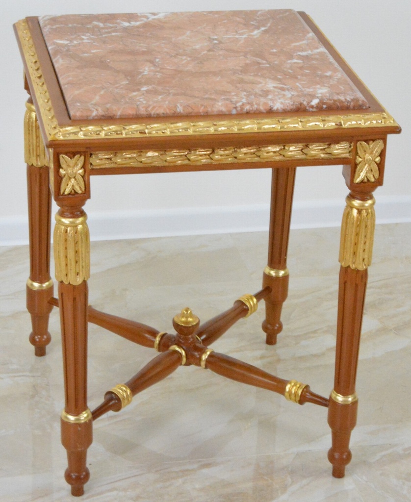 Zámecký dřevěný stoleček s mramorem