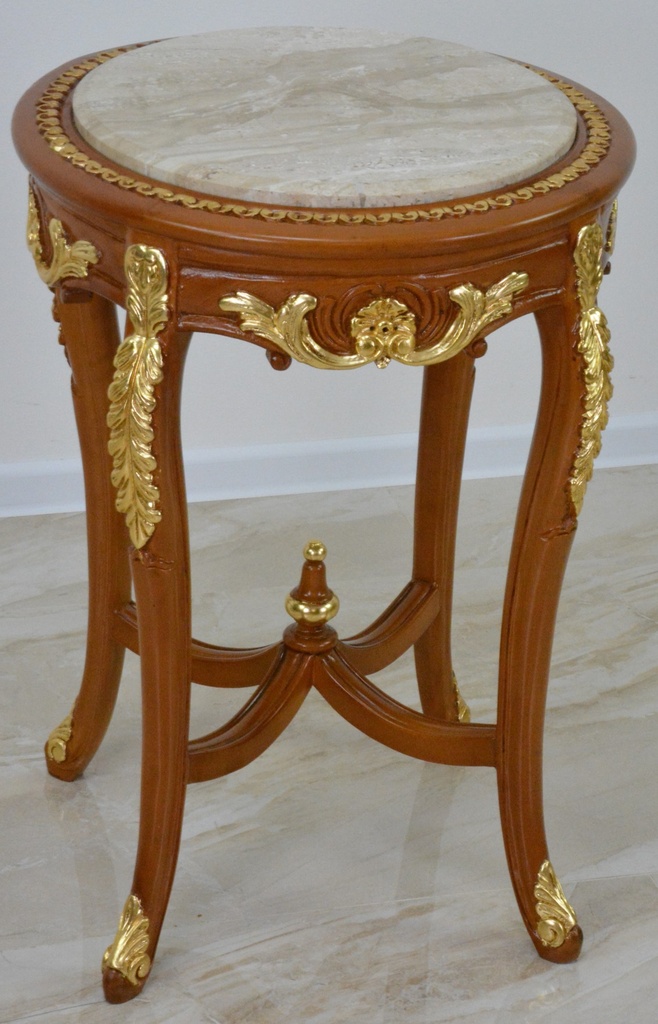 Zámecký dřevěný stoleček s mramorem