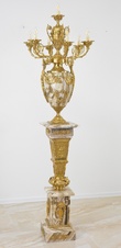 Zámecká podlahová lampa - mramor - bronz - 215 cm