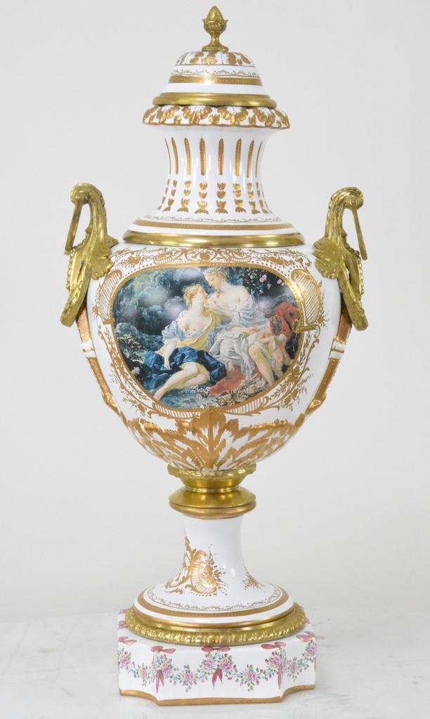 Zámecká porcelánová váza - ručně zdobená - 95 cm