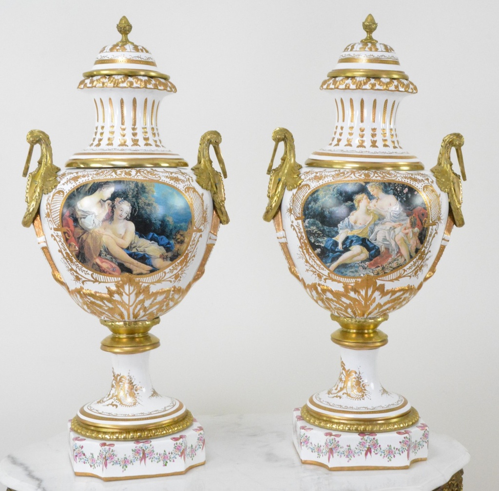 Zámecké porcelánové vázy - ručně zdobené - 95 cm