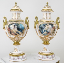 Zámecké porcelánové vázy - ručně zdobené - 95 cm