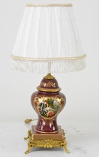 Zámecká stolní lampa se stínidlem - porcelán+bronz