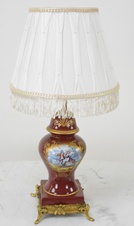 Zámecká stolní lampa se stínidlem - porcelán+bronz