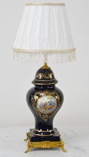 Zámecká stolní lampa se stínidlem - porcelán+bronz