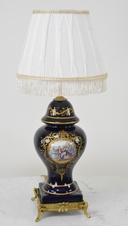 Zámecká stolní lampa se stínidlem - porcelán+bronz
